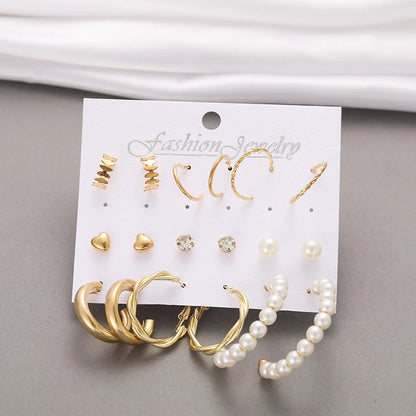 Vintage Style Heart Plating Alloy Artificial Gemstones Earrings Ear Studs