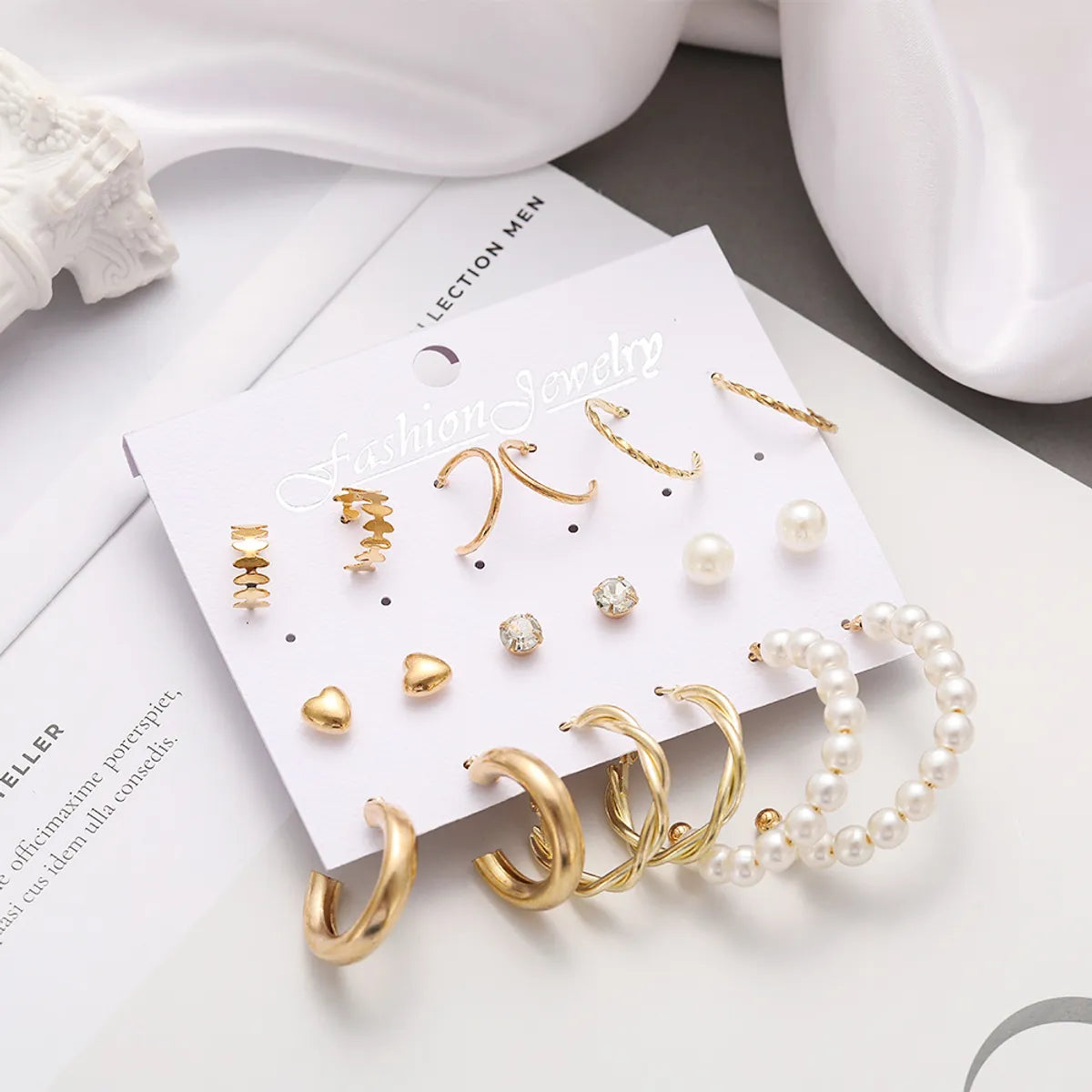 Vintage Style Heart Plating Alloy Artificial Gemstones Earrings Ear Studs