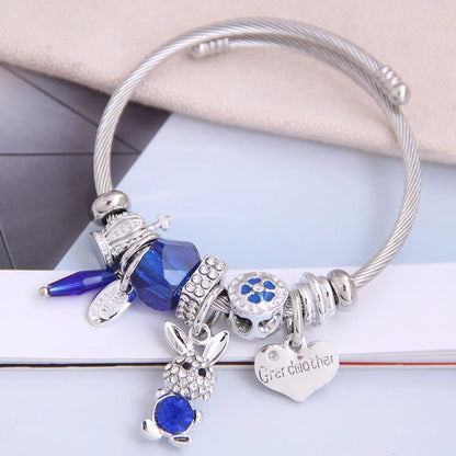 Fashion Metal Wild Pan Dl Simple And Wild Shine Bunny Pendant Multi-Element Accessories Personalized Bracelet Wholesale Nihaojewelry