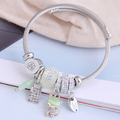 Fashion Metal Wild Pan Dl Simple And Wild Shine Cat Pendant Multi-Element Accessories Personalized Bracelet Wholesale Nihaojewelry