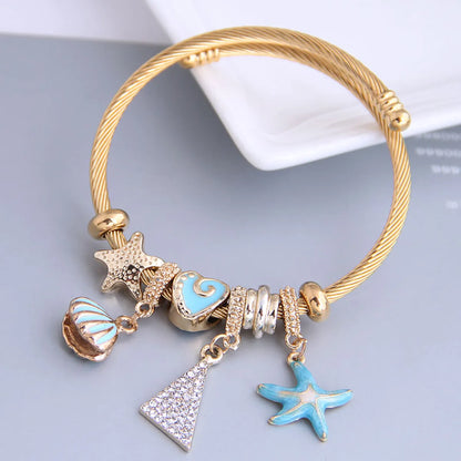 Fashion Metal Wild Pan Dl Starfish Seashell Triangle Pendant Multi-Element Accessories Bracelet Nihaojewelry Wholesale Bracelet