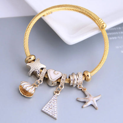 Fashion Metal Wild Pan Dl Starfish Seashell Triangle Pendant Multi-Element Accessories Bracelet Nihaojewelry Wholesale Bracelet