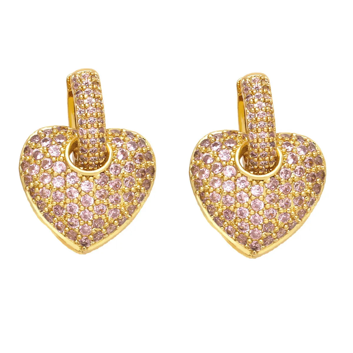 Fashion Micro-inlaid Color Heart-shaped Zircon Copper Earrings