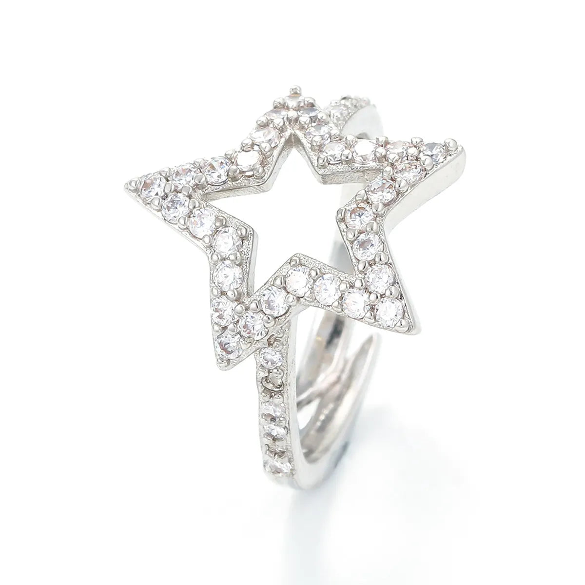 Fashion Micro-inlaid Colored Diamonds Five-pointed Star Ring