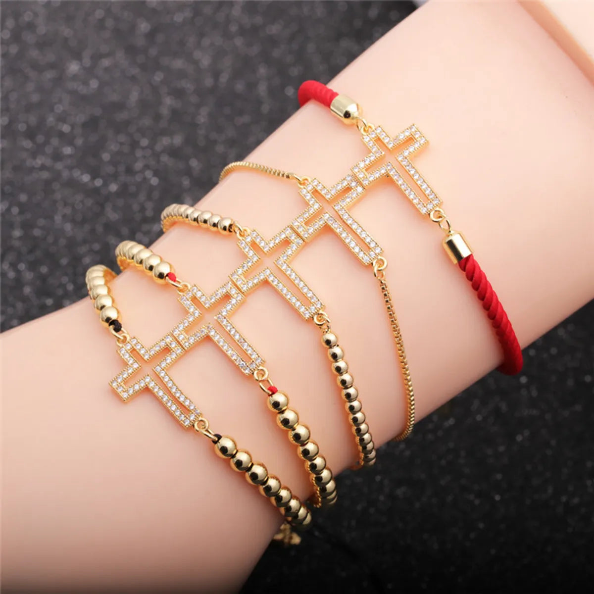 Fashion Micro-Inlaid Zircon Cross Bracelet