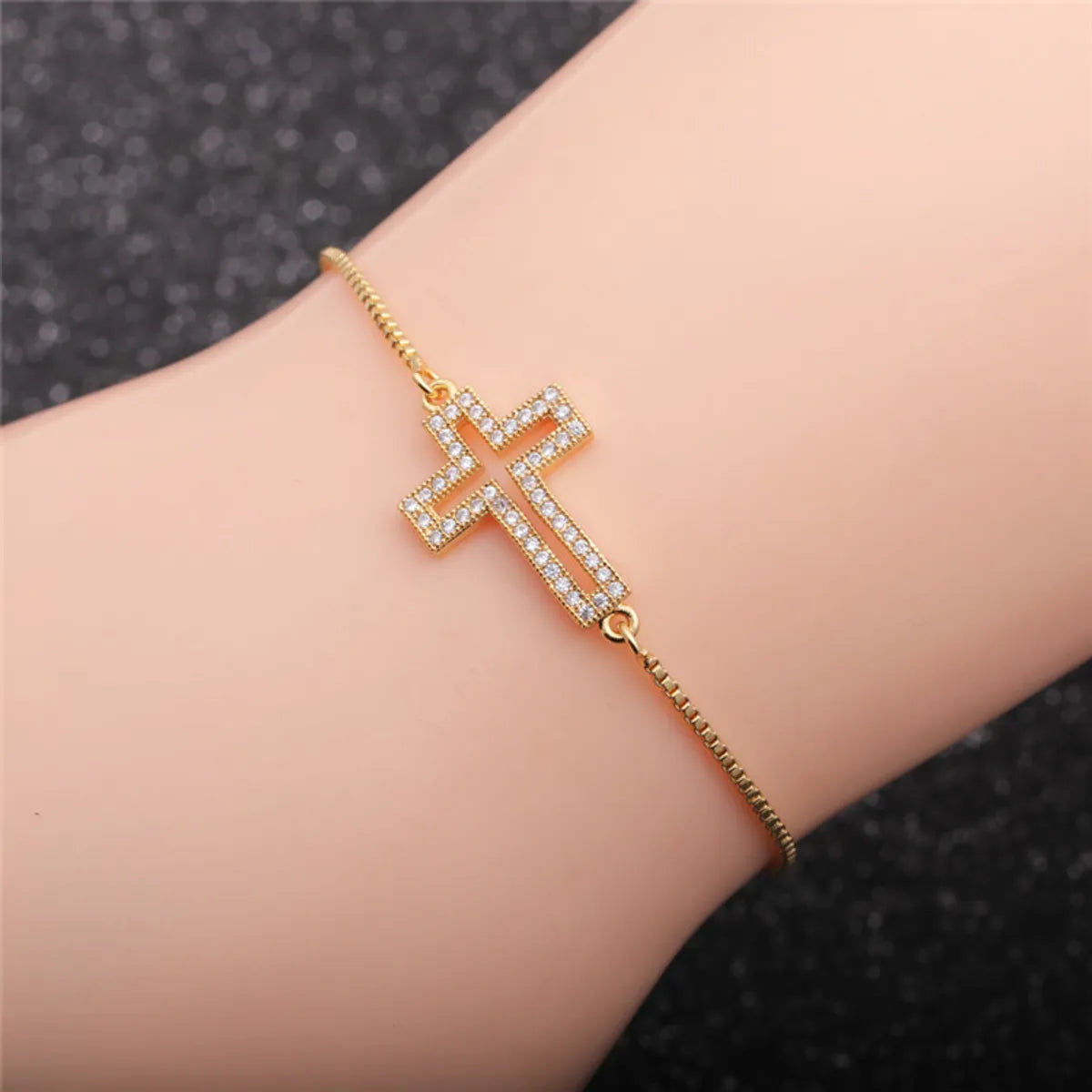 Fashion Micro-Inlaid Zircon Cross Bracelet