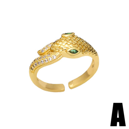 Fashion Micro-inlaid Zircon Geometric Snake-shaped Open Adjustable Ring