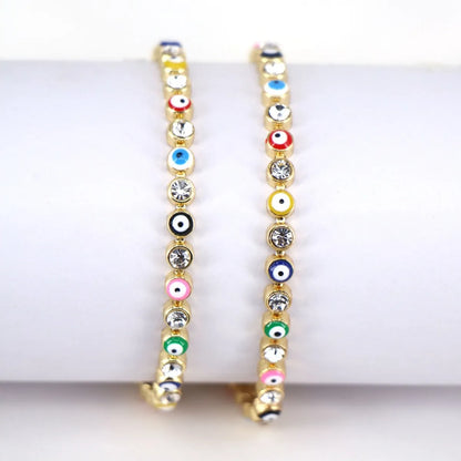 Fashion Micro-inlaid Zircon Oil Drip Eye Color Drip Oil Devil Eye Copper Bracelet