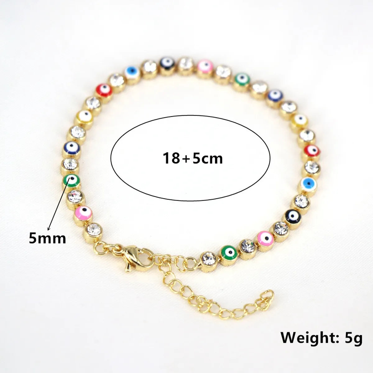 Fashion Micro-inlaid Zircon Oil Drip Eye Color Drip Oil Devil Eye Copper Bracelet