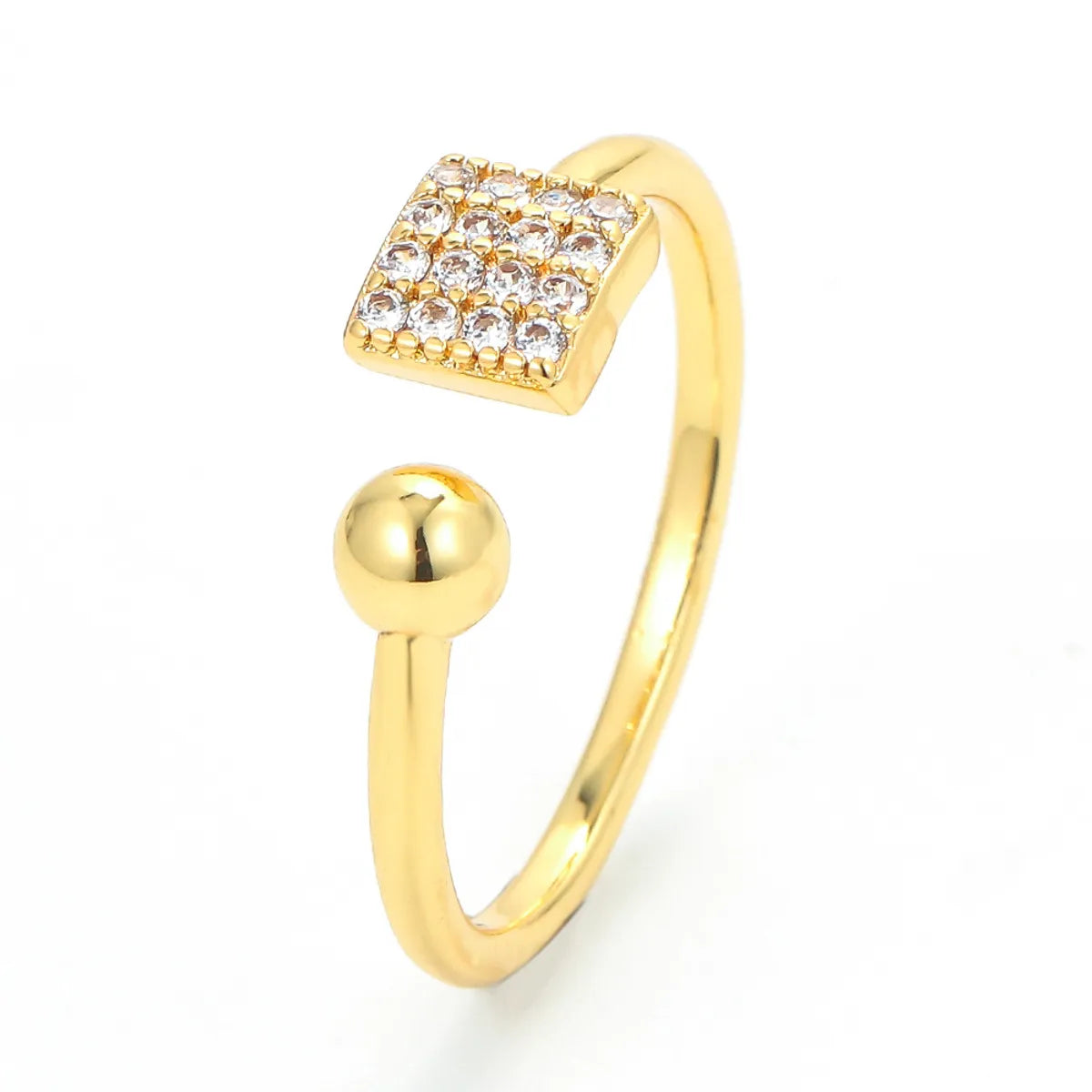 Fashion Micro-inlaid Zircon Square Open Copper Ring Wholesale Gooddiy