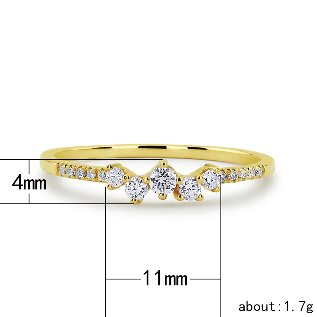 Fashion Micro-set Zircon Ring Copper Silver Plated Rose Gold Engagement Ring