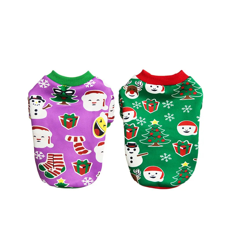 Fashion Milk Silk Composite Fabric Christmas Christmas Tree Santa Claus Pet Clothing 1 Piece