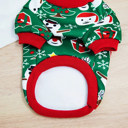 Fashion Milk Silk Composite Fabric Christmas Christmas Tree Santa Claus Pet Clothing 1 Piece