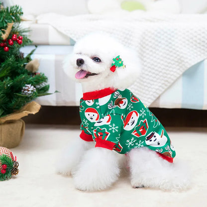 Fashion Milk Silk Composite Fabric Christmas Christmas Tree Santa Claus Pet Clothing 1 Piece