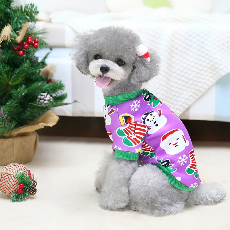 Fashion Milk Silk Composite Fabric Christmas Christmas Tree Santa Claus Pet Clothing 1 Piece