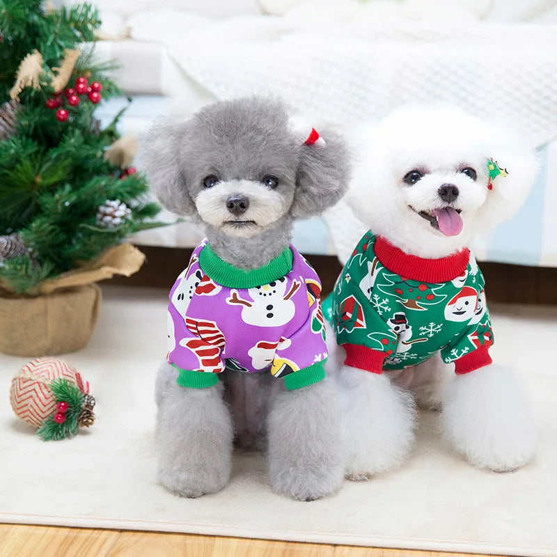 Fashion Milk Silk Composite Fabric Christmas Christmas Tree Santa Claus Pet Clothing 1 Piece