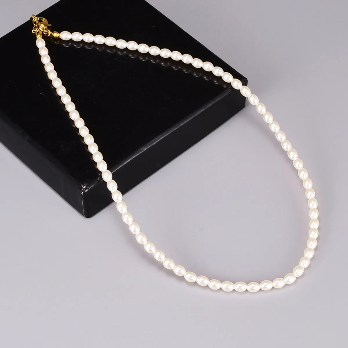 Fashion Millet Bead Titanium Steel Plated 18k Gold Clavicle Chain Necklace