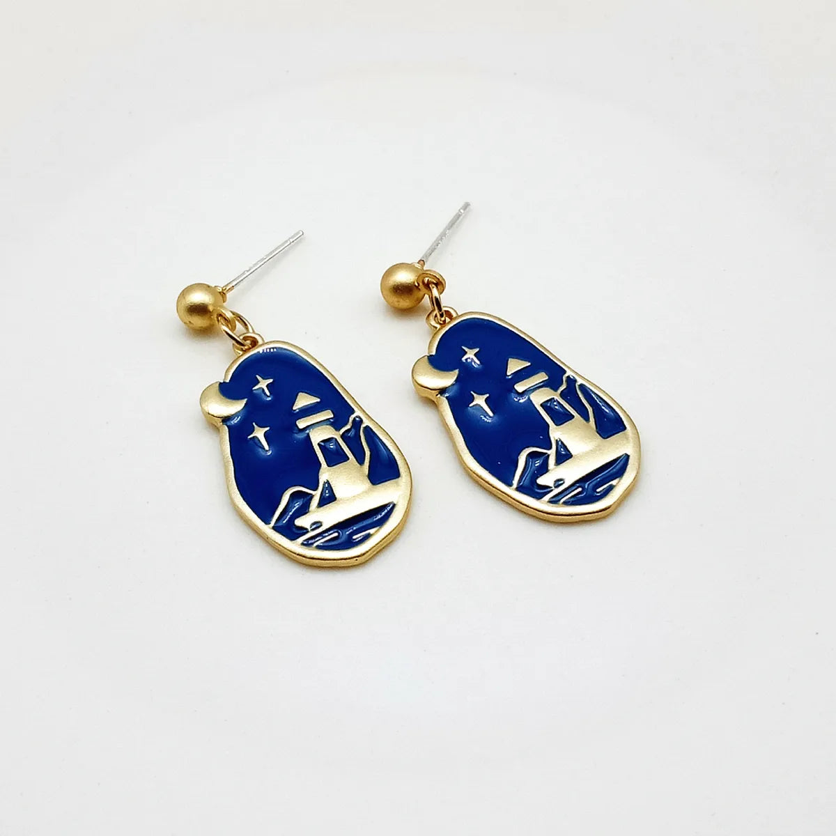 Fashion Moon Alloy Enamel Drop Earrings