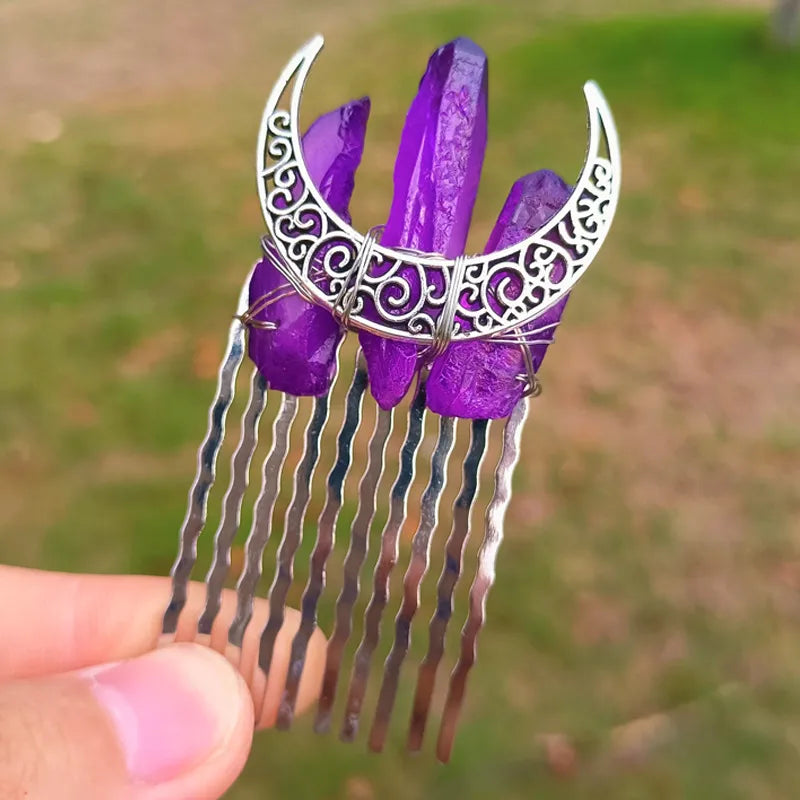 Fashion Moon Artificial Crystal Alloy Hair Combs 1 Piece