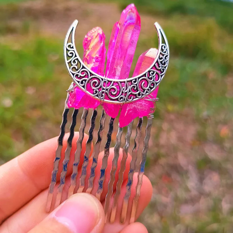 Fashion Moon Artificial Crystal Alloy Hair Combs 1 Piece