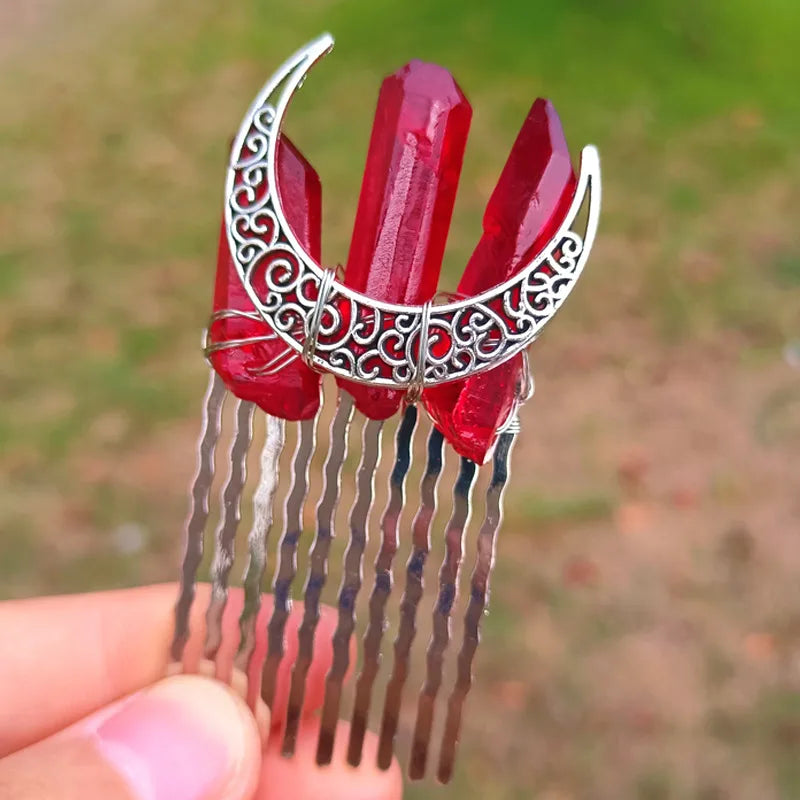 Fashion Moon Artificial Crystal Alloy Hair Combs 1 Piece