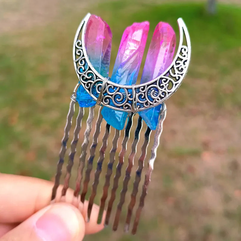 Fashion Moon Artificial Crystal Alloy Hair Combs 1 Piece