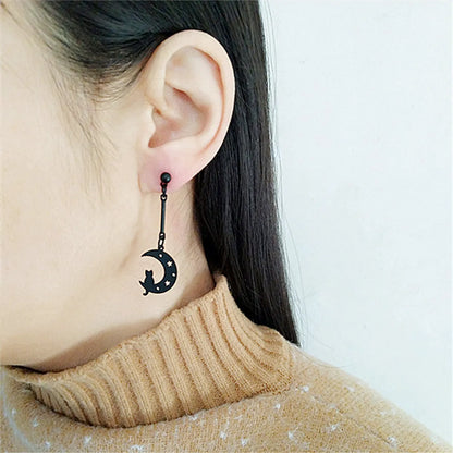 Fashion Moon Cat Metal Plating Women's Drop Earrings 1 Pair