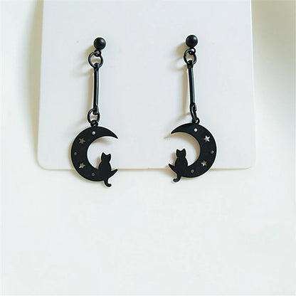 Fashion Moon Cat Metal Plating Women's Drop Earrings 1 Pair