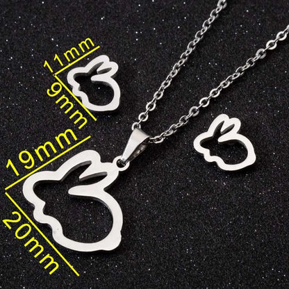 Fashion Moon Coconut Tree Fish Bone Stainless Steel Plating Hollow Out Earrings Necklace 1 Set