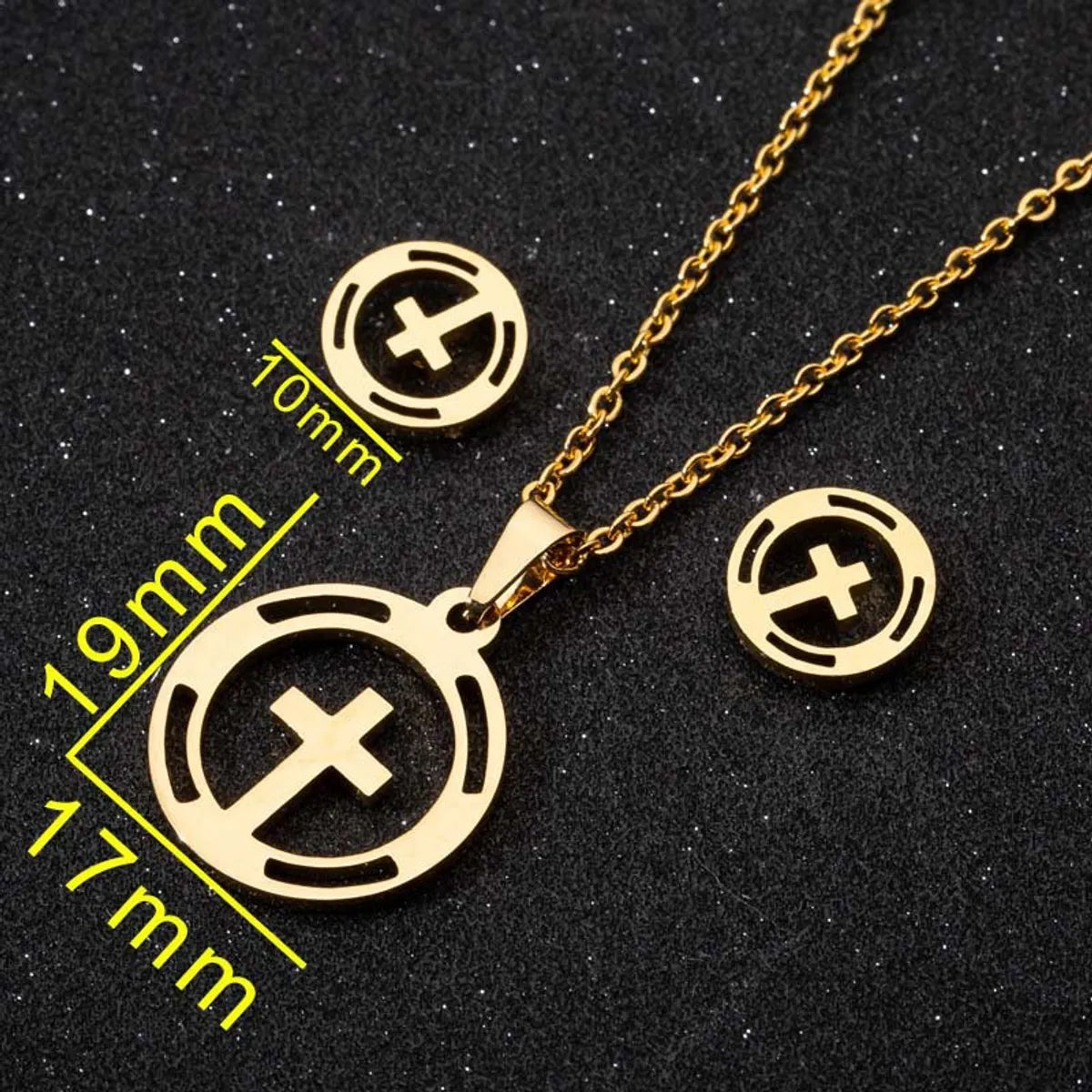 Fashion Moon Coconut Tree Fish Bone Stainless Steel Plating Hollow Out Earrings Necklace 1 Set