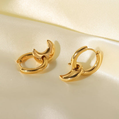 Fashion Moon Stainless Steel Earrings Gold Plated Stainless Steel Earrings