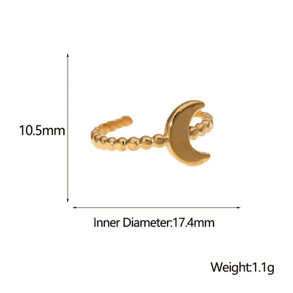 Fashion Moon Titanium Steel Plating Open Ring 1 Piece