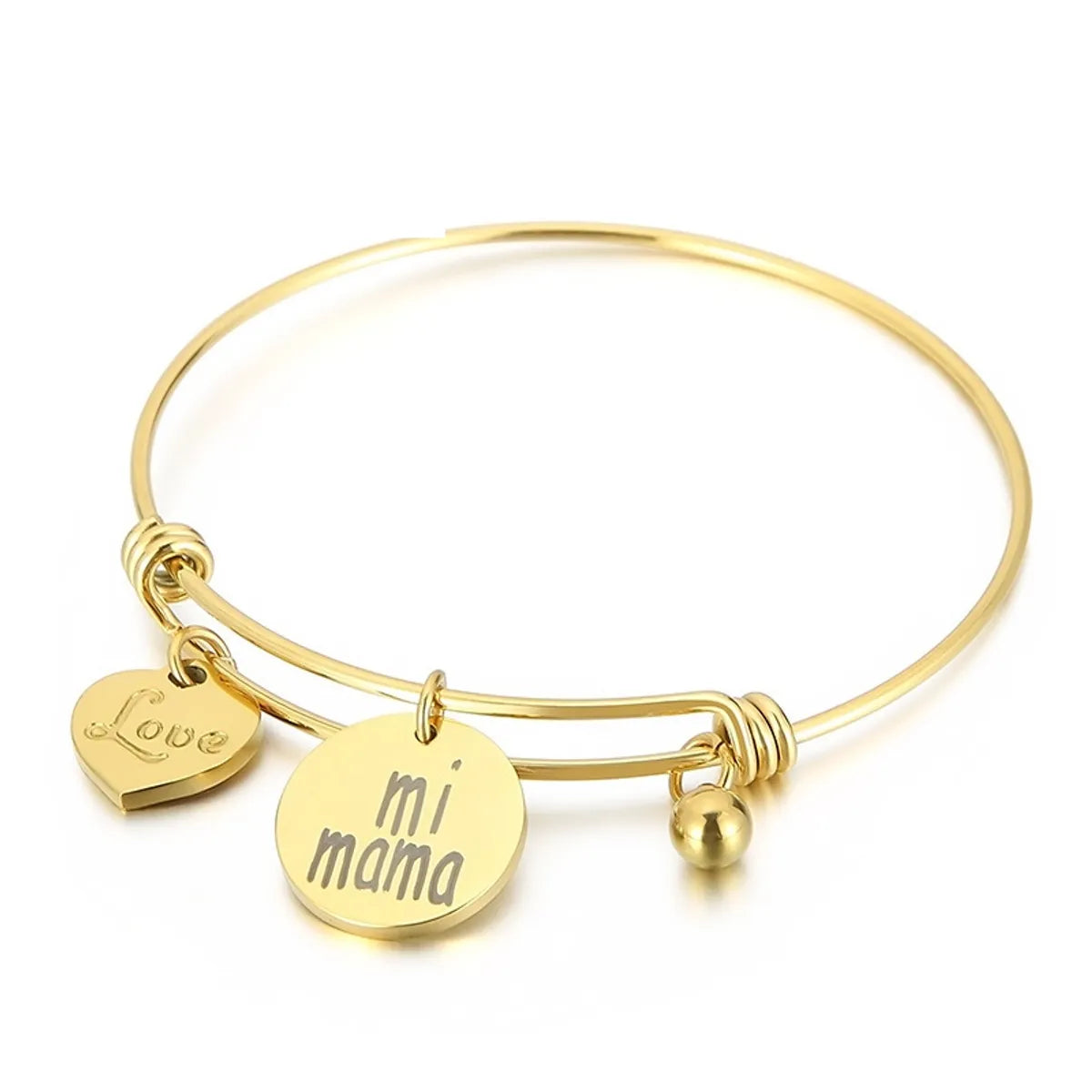 Fashion Mother's Day Gift Letter Love Mi Mama Stainles Steel Heart-shaped Bracelet