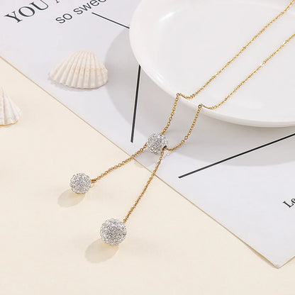 Fashion Mud Full Diamond Ball Stainless Steel Necklace