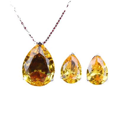 Fashion Multi-Color Diamond Inlaid Water Drop Copper Pendant Earring