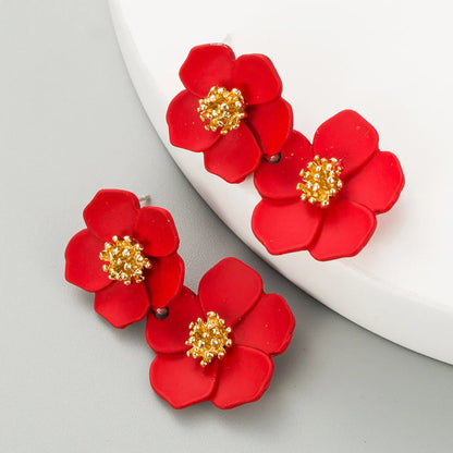 Fashion Flower Stoving Varnish Alloy Earrings