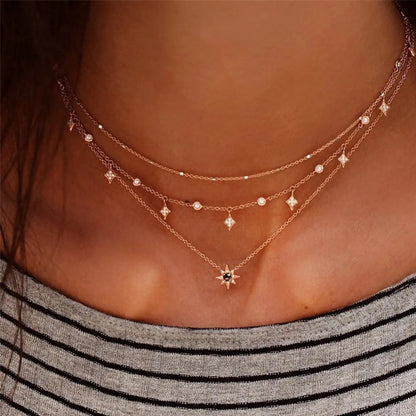 Fashion Multi-Layer Star Pendant Necklace