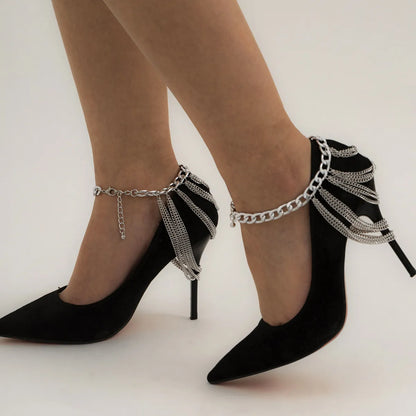 Fashion Multi-layer Tassel Geometric Metal Chain Anklet