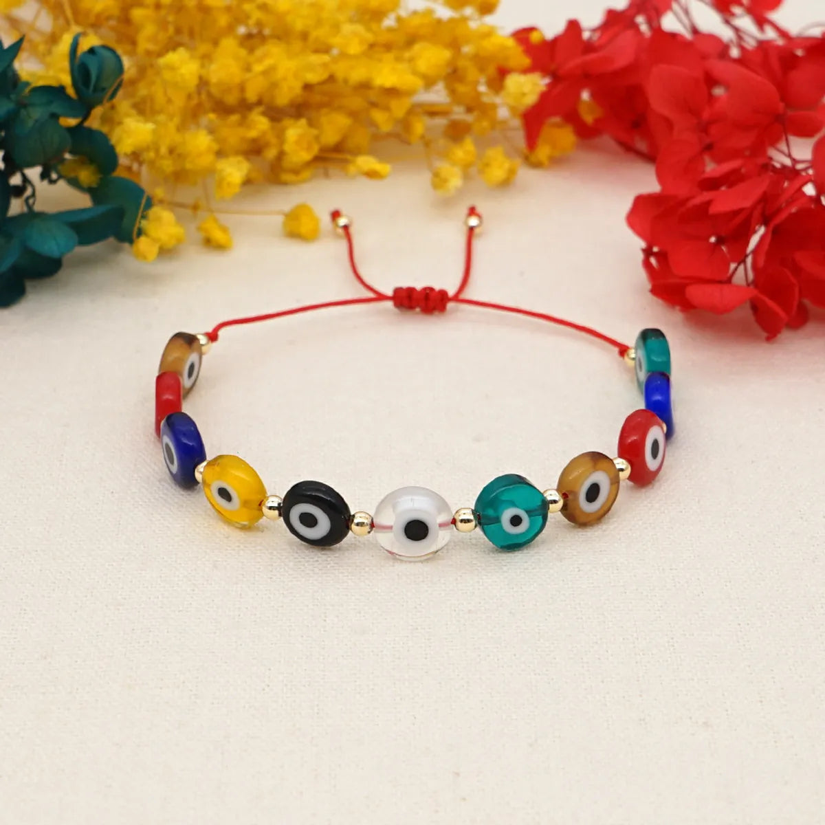 Fashion Multicolor Acrylic Gold Bead Bracelet