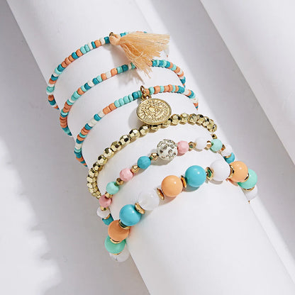 Fashion Multicolor Alloy Beaded Unisex Bracelets 1 Set