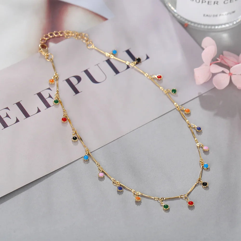 Fashion Multicolor Alloy Plating Resin Necklace 1 Piece