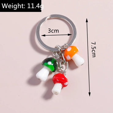 Fashion Multicolor Small Mushroom Keychain Cartoon Resin Pendant