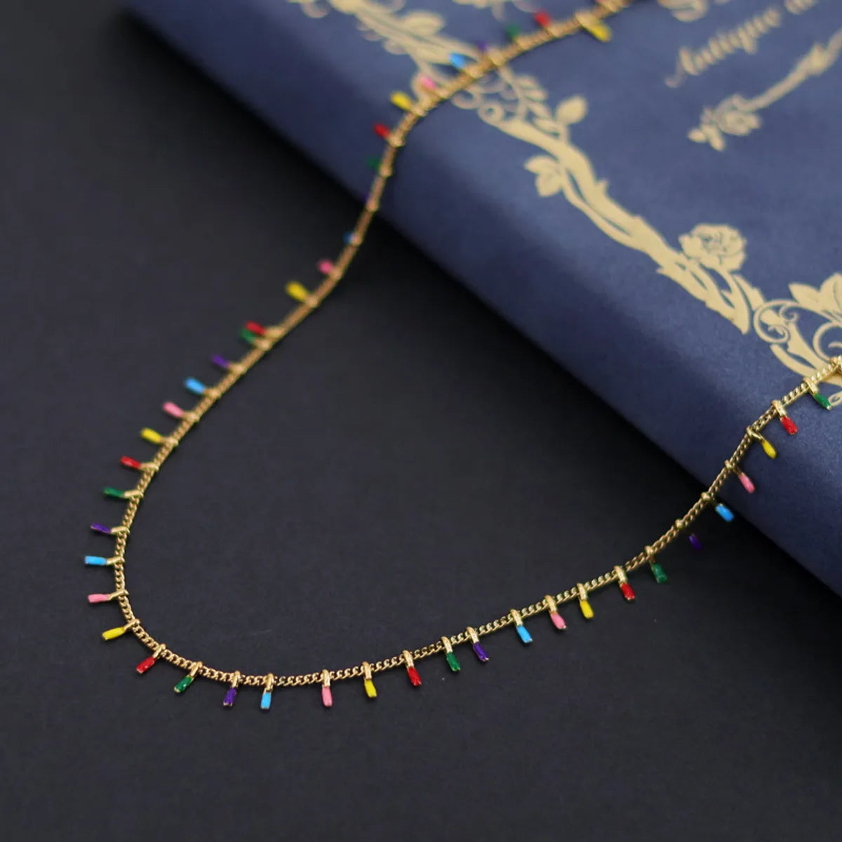 Fashion Multicolor Titanium Steel Epoxy Necklace 1 Piece