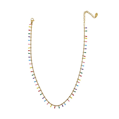 Fashion Multicolor Titanium Steel Epoxy Necklace 1 Piece