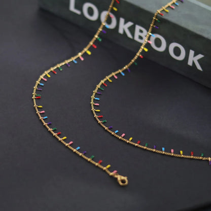 Fashion Multicolor Titanium Steel Epoxy Necklace 1 Piece