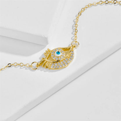 Fashion Natural Mother-of-pearl Pendant Devil's Eye Zircon Copper Necklace