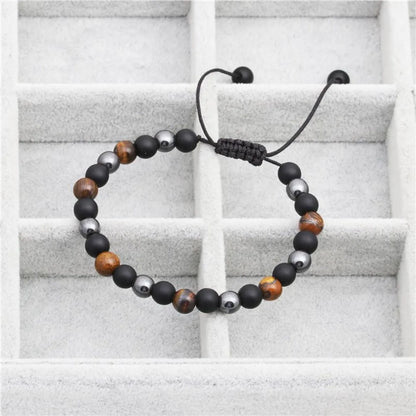 Fashion Natural Stone Black Matte Woven Bracelet Nhyl147958