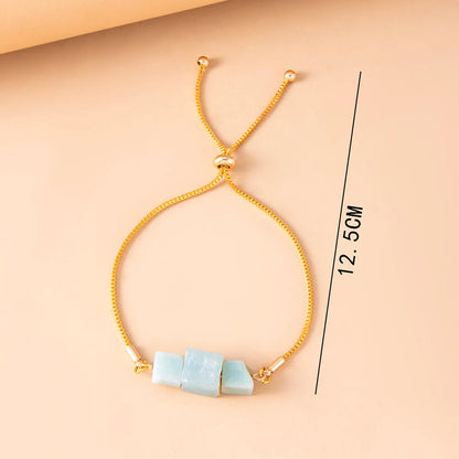 Fashion Natural Stone Inlay Gemstone Pulling Rope Bracelet Women