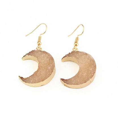 Fashion Natural Stone Moon Earrings Nhgo142926