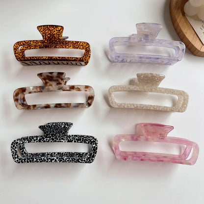 Fashion New Acetate Hollow-Out Grip Simple Square Hair Clip